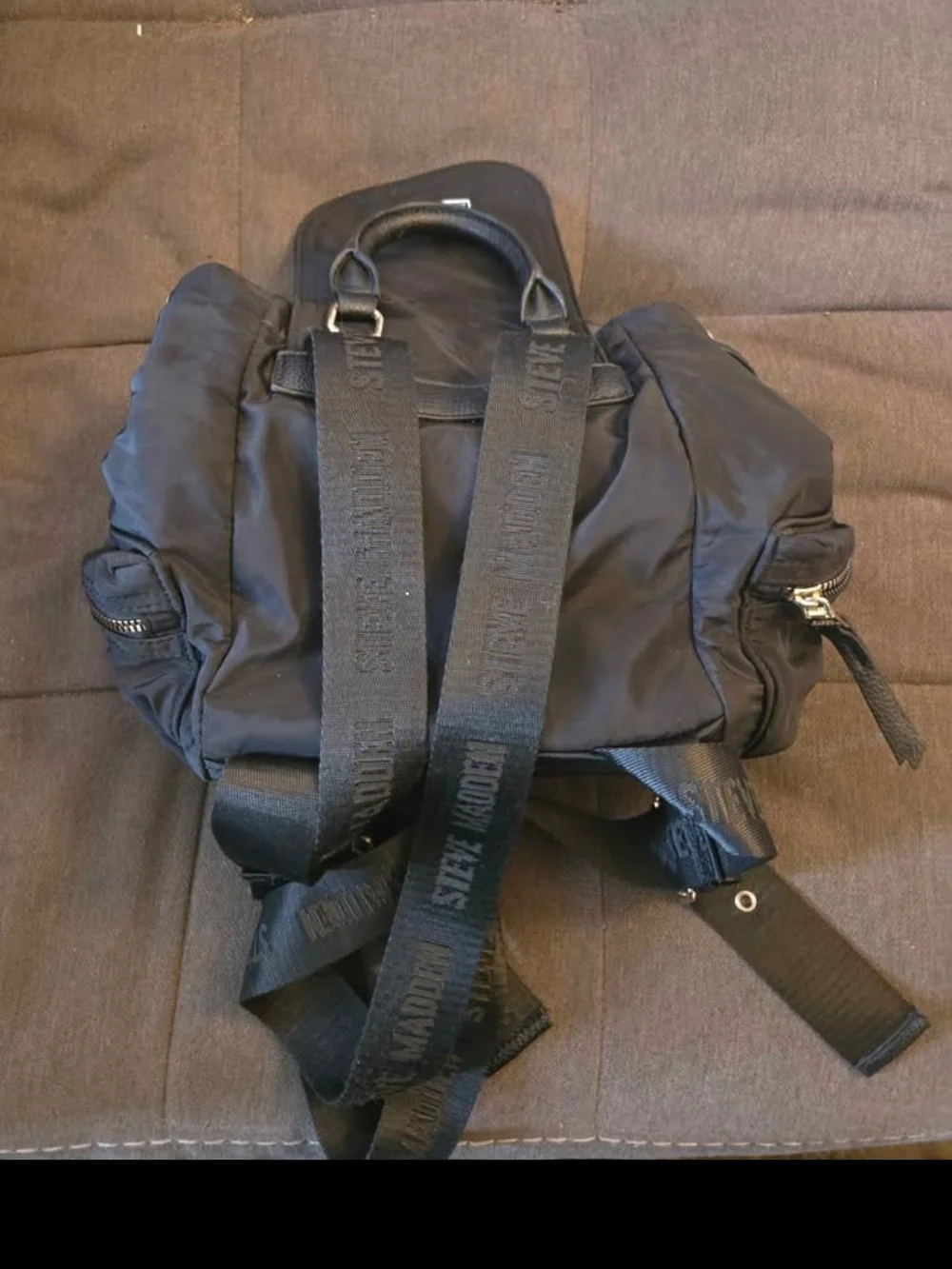 Steve Madden Black Nylon Drawstring Backpack